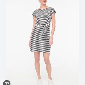 NEW J. Crew size 2X short sleeve tie waist t shirt dress black white stripe